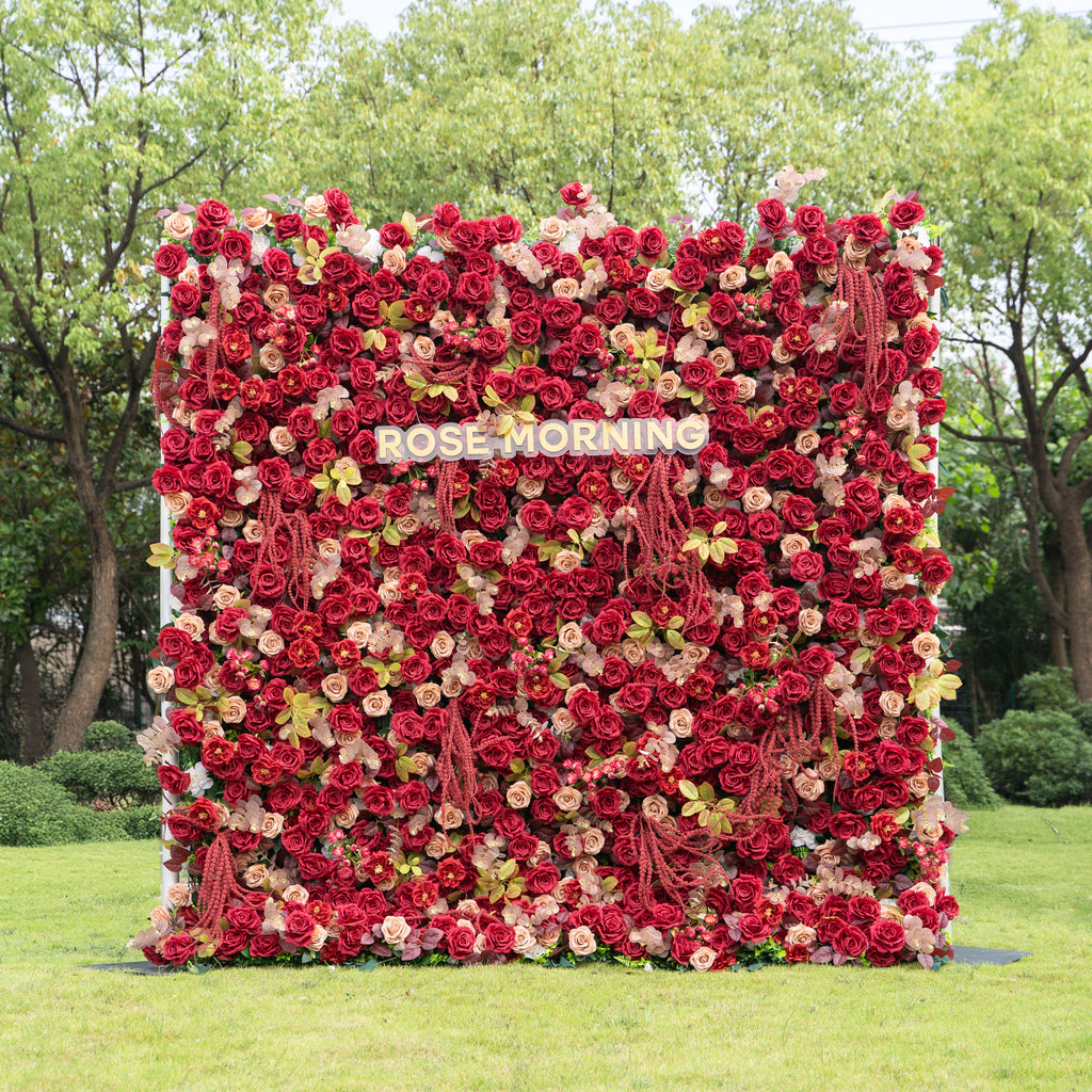 Litchi - Autumn Fall 5D Fabric Zip Up Flower Wall 8ft x 8ft for Wedding Party Event Backdrop