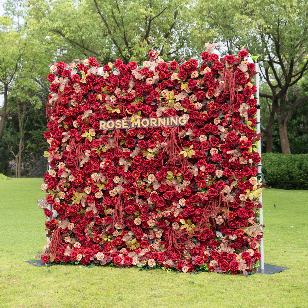 litchi：5D Fabric Artificial zip up curtain flower wall 8ft*8ft (Ready to ship-Only USA)