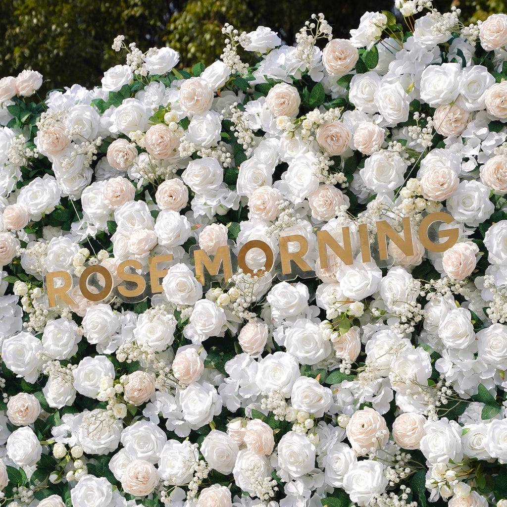 Love：4D Fabric Artificial zip up curtain flower wall 8ft*8ft