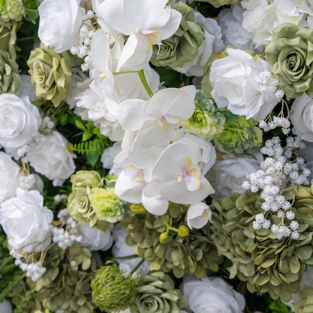 @askmeforaballoon’s Pick ✨ Lumi 5D Sage Green & Cream Floral Wall with Hanging Vines for Dreamy Garden Weddings