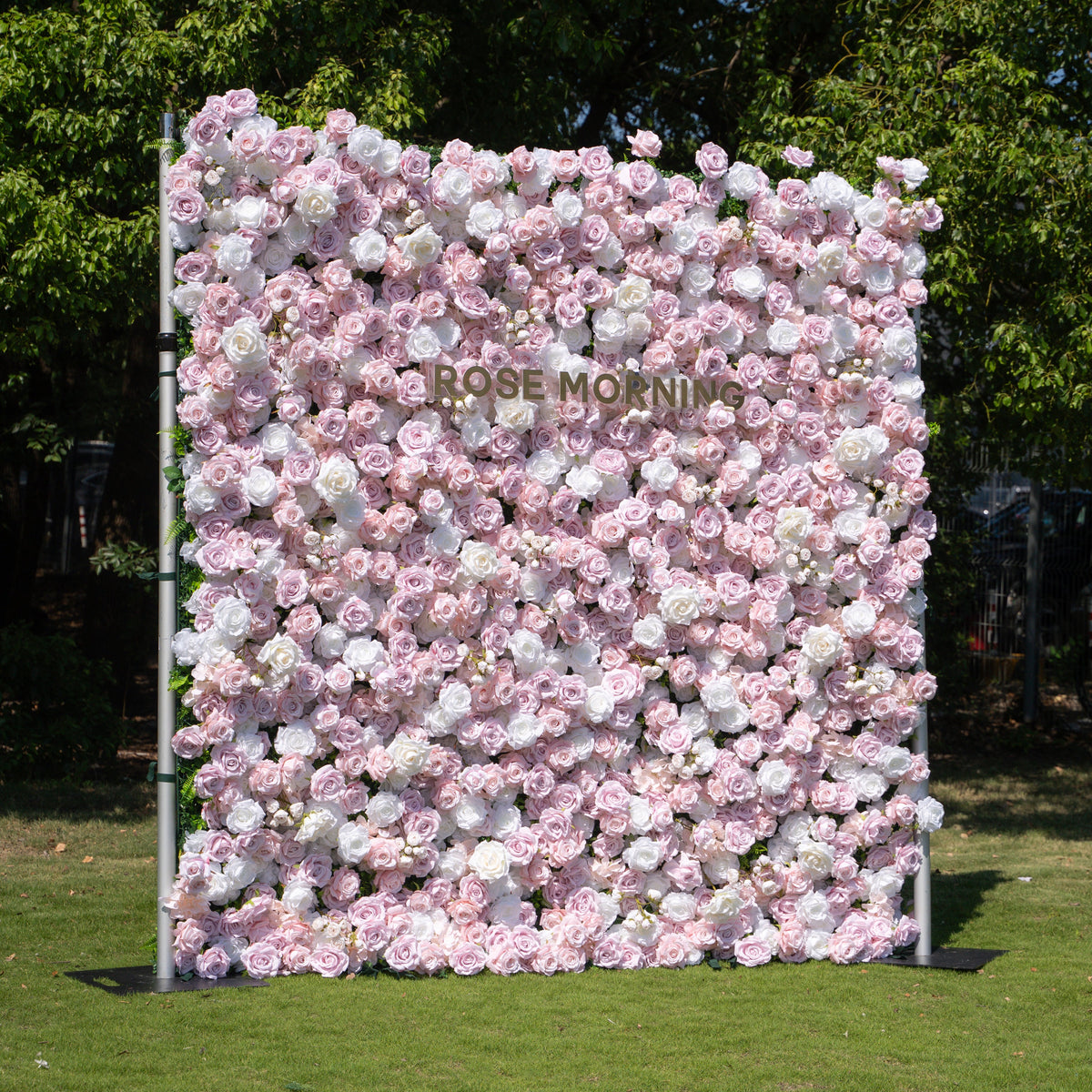 Macarons：4D Fabric Artificial zip up curtain flower wall 8ft*8ft