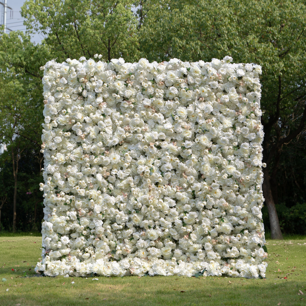 Marainne：5D Fabric Artificial rolling up curtain flower wall