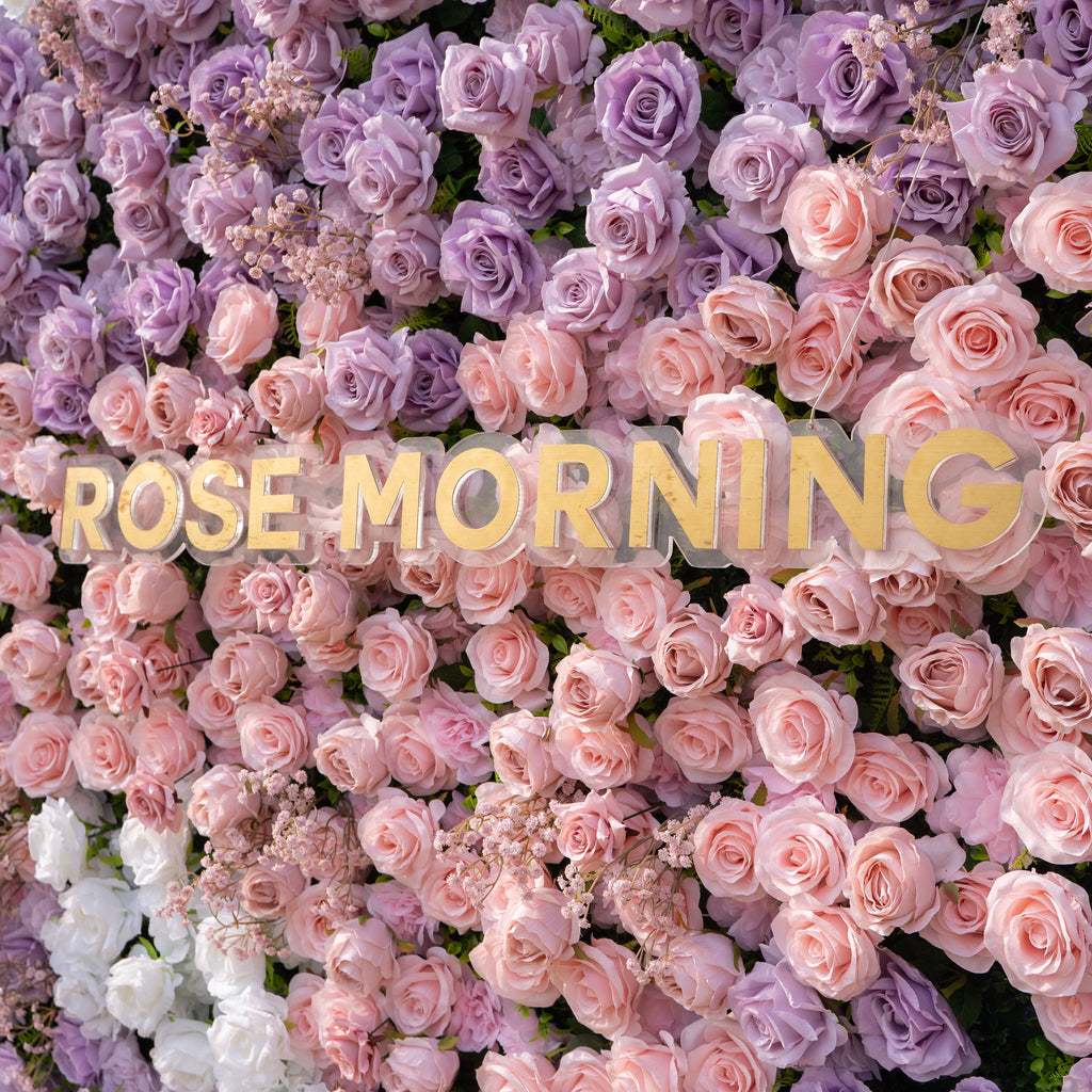 Maris: Luxury 3D Lavender & Blush Silk Rose Floral Wall Roll-Up Fabric Backdrop for Romantic Weddings & Bridal Showers