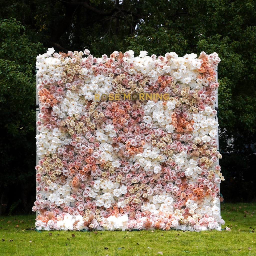 Matilda：7D Fabric Artificial rolling up curtain flower wall