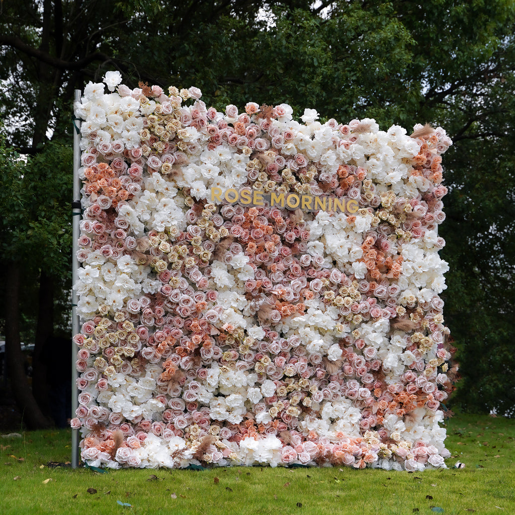 Matilda：7D Fabric Artificial rolling up curtain flower wall