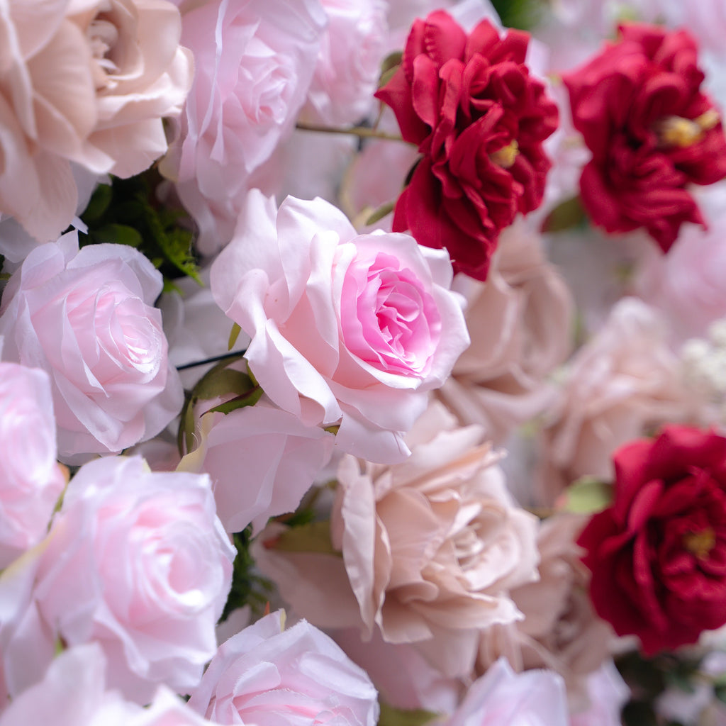 Maylee：5D Fabric Artificial rolling up curtain flower wall
