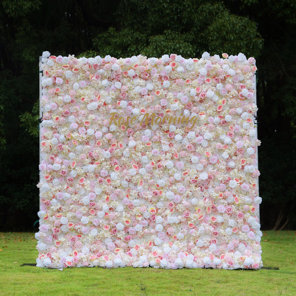 Meara：5D Fabric Artificial rolling up curtain flower wall