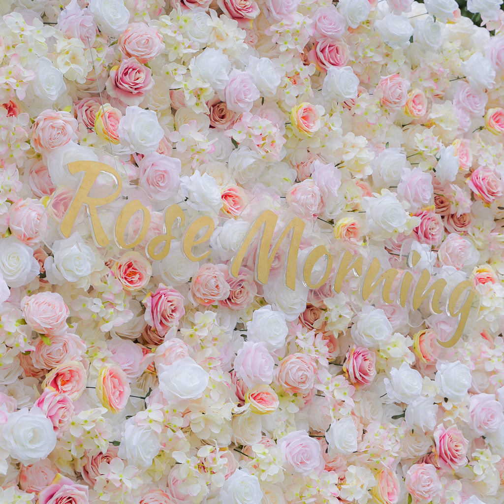 Meara：5D Fabric Artificial rolling up curtain flower wall
