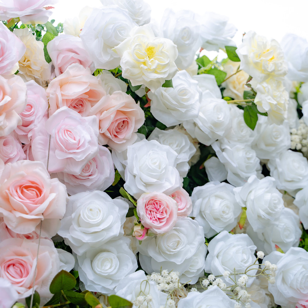 Melina：5D Fabric Artificial rolling up curtain flower wall