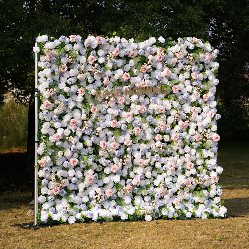 Melinda：5D Fabric Artificial rolling up curtain flower wall