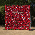 Meraki: 3D  Luxury Crimson Red & White Silk Floral Wall Roll-Up Fabric Backdrop for Grand Weddings & Valentine’s Events