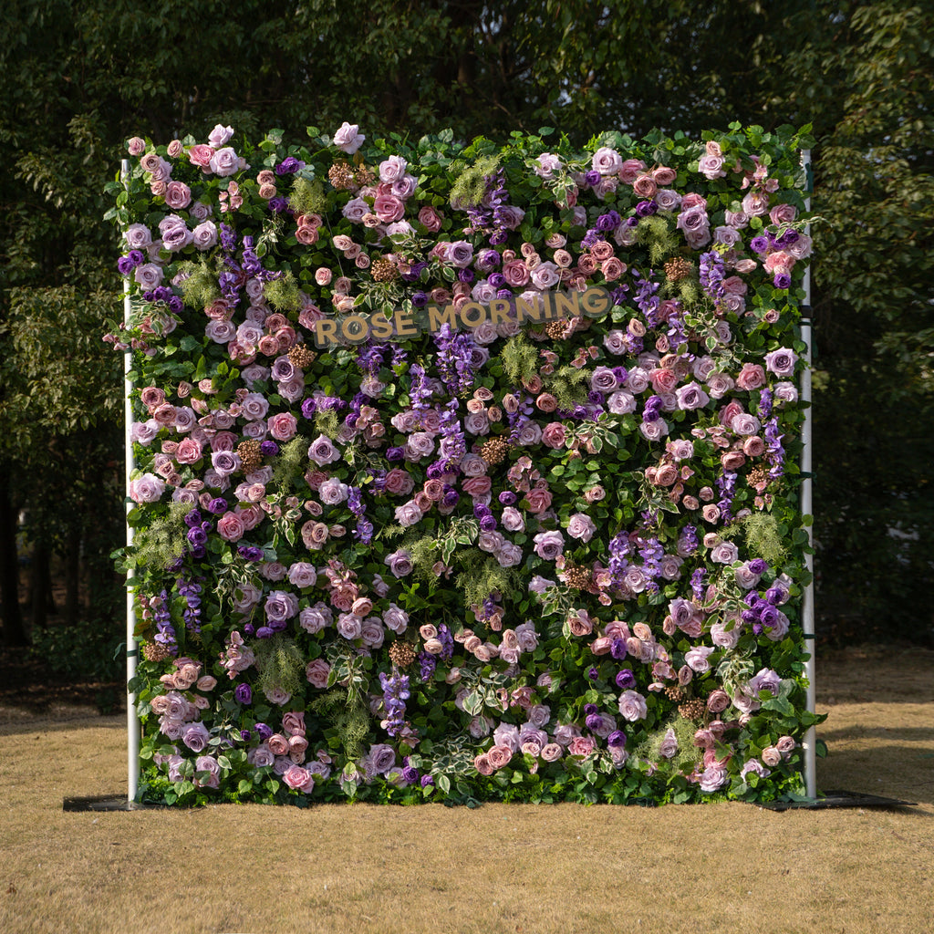 Morado：3D Fabric Artificial rolling up curtain flower wall