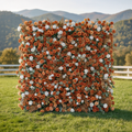Morgan: Luxury 5D Terracotta & Cream Silk Rose Flower Wall Roll-Up Fabric Backdrop for Luxury Weddings & Garden Parties