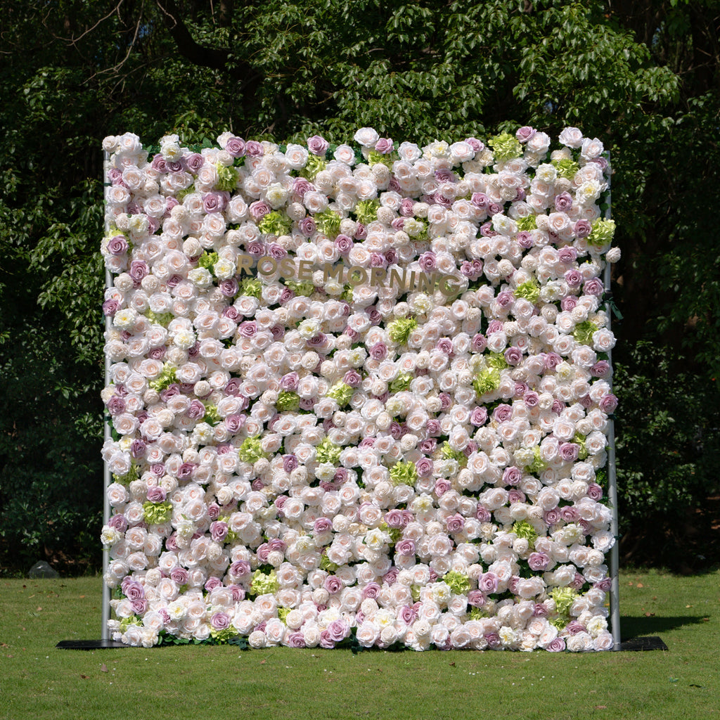 Nataly：5D Fabric Artificial rolling up curtain flower wall
