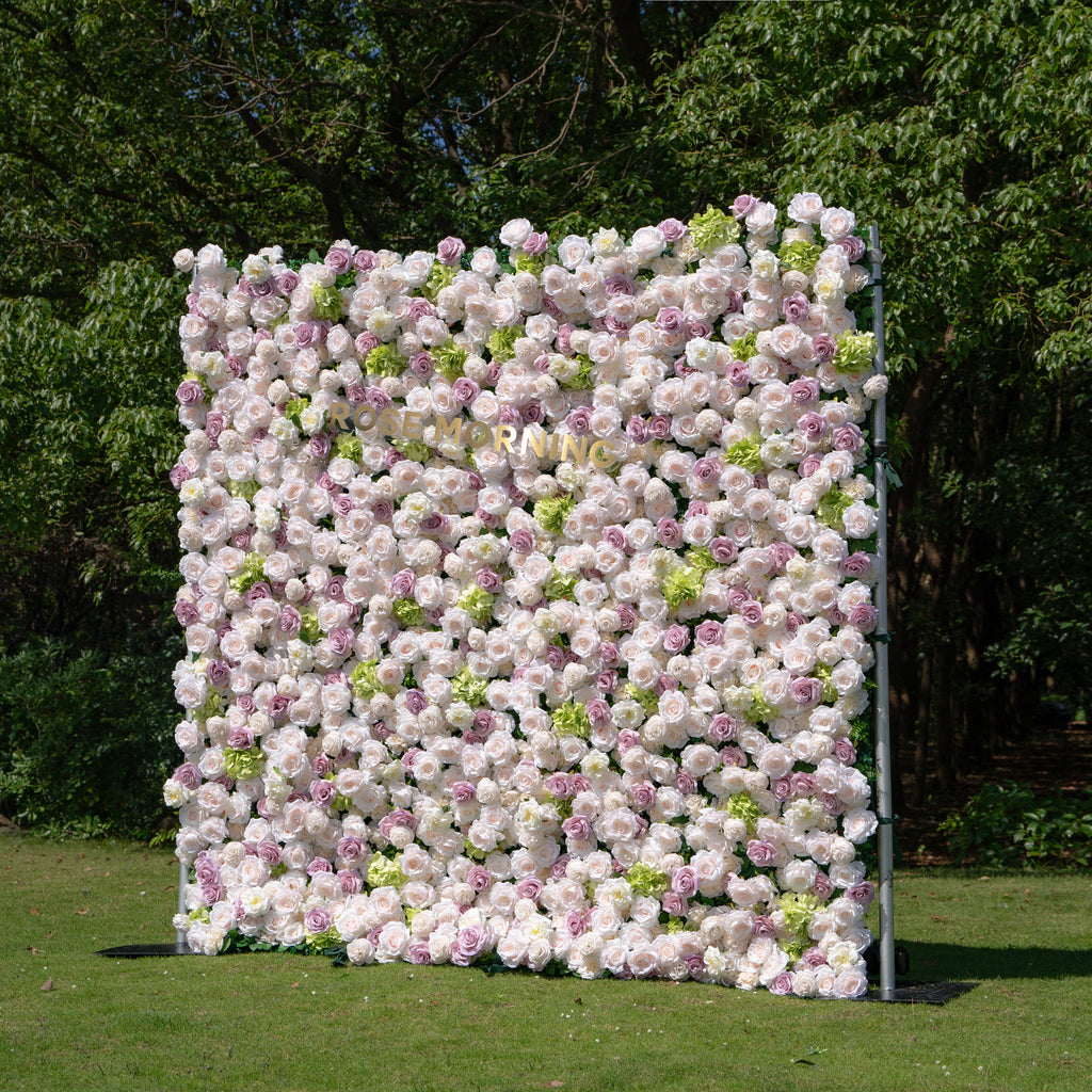 Nataly：5D Fabric Artificial rolling up curtain flower wall