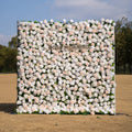 Nerina: 3D Elegant Ivory & Nude Silk Rose Flower Wall Roll Up Fabric Floral Curtain for Wedding Events Decor