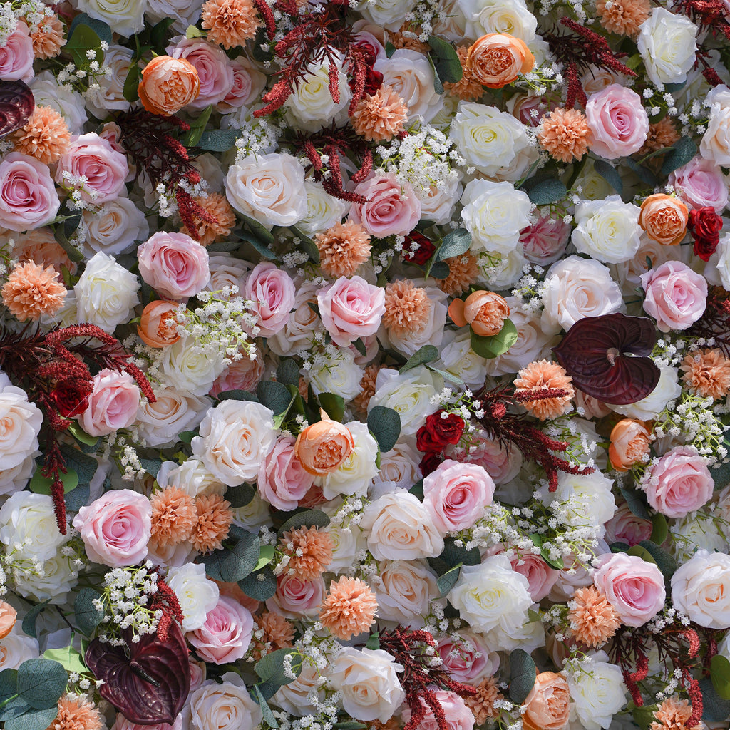 Olive：7D Fabric Artificial rolling up curtain flower wall