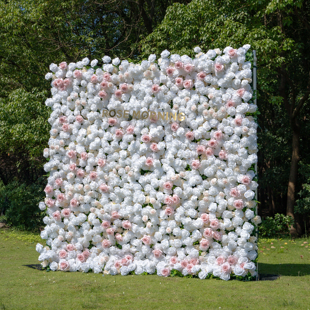 Paisley：5D Fabric Artificial rolling up curtain flower wall