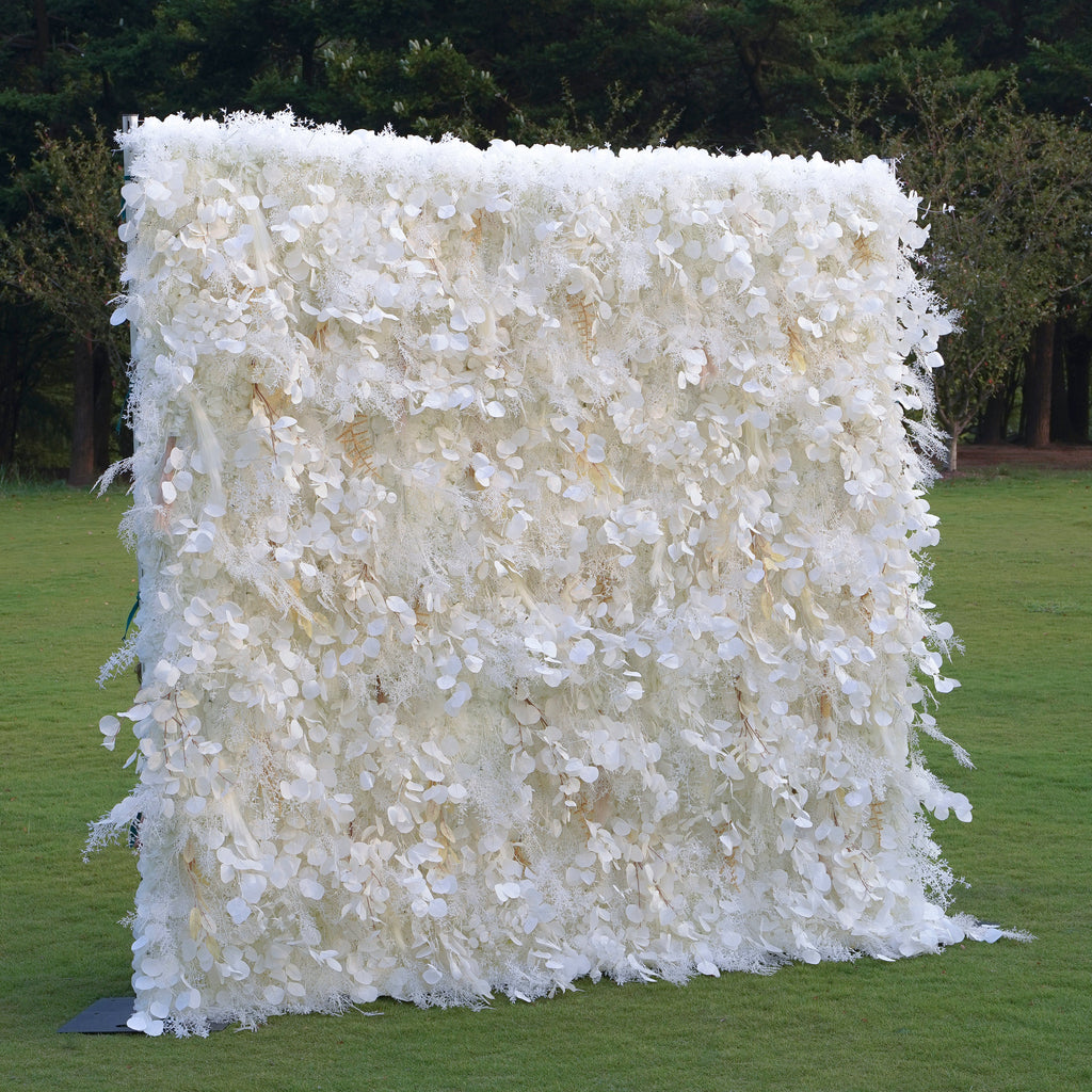 Pampas：5D Grey Pampas Grass Fabric Artificial rolling up curtain flower wall (Ready to ship)