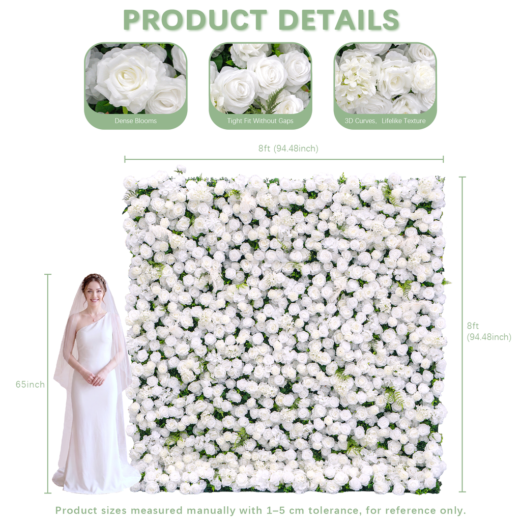 Ethereal: 3D Blush Rose Silk Flower Wall Curtain for Wedding Ceremony & Events Decor (In US Stock 5-7 Days)