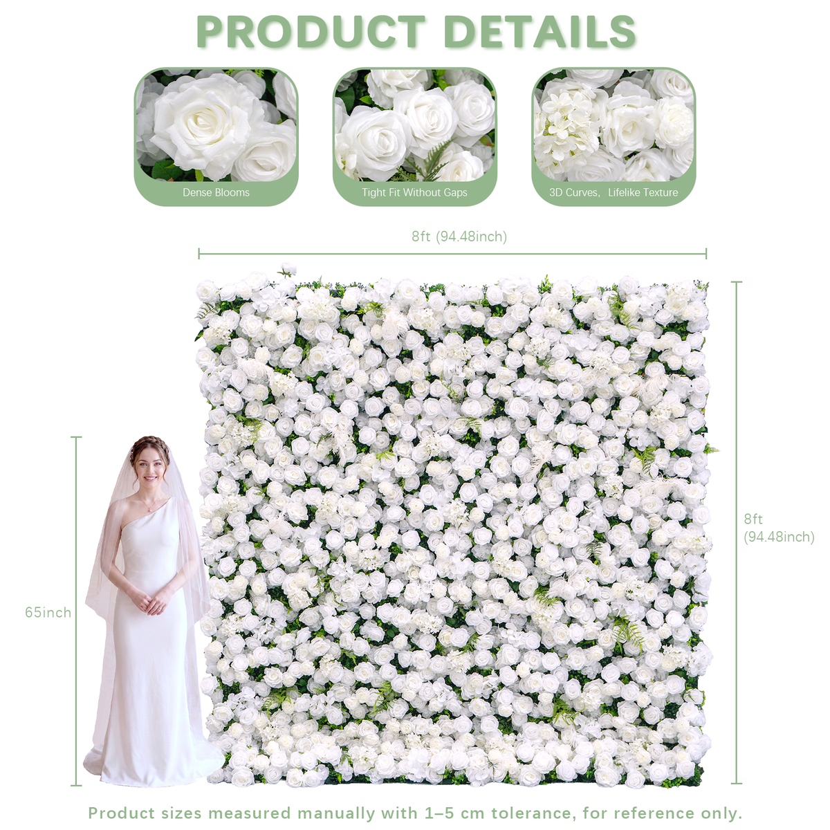 Ethereal: 3D Blush Rose Silk Flower Wall Curtain for Wedding Ceremony & Events Decor (In US Stock 5-7 Days)
