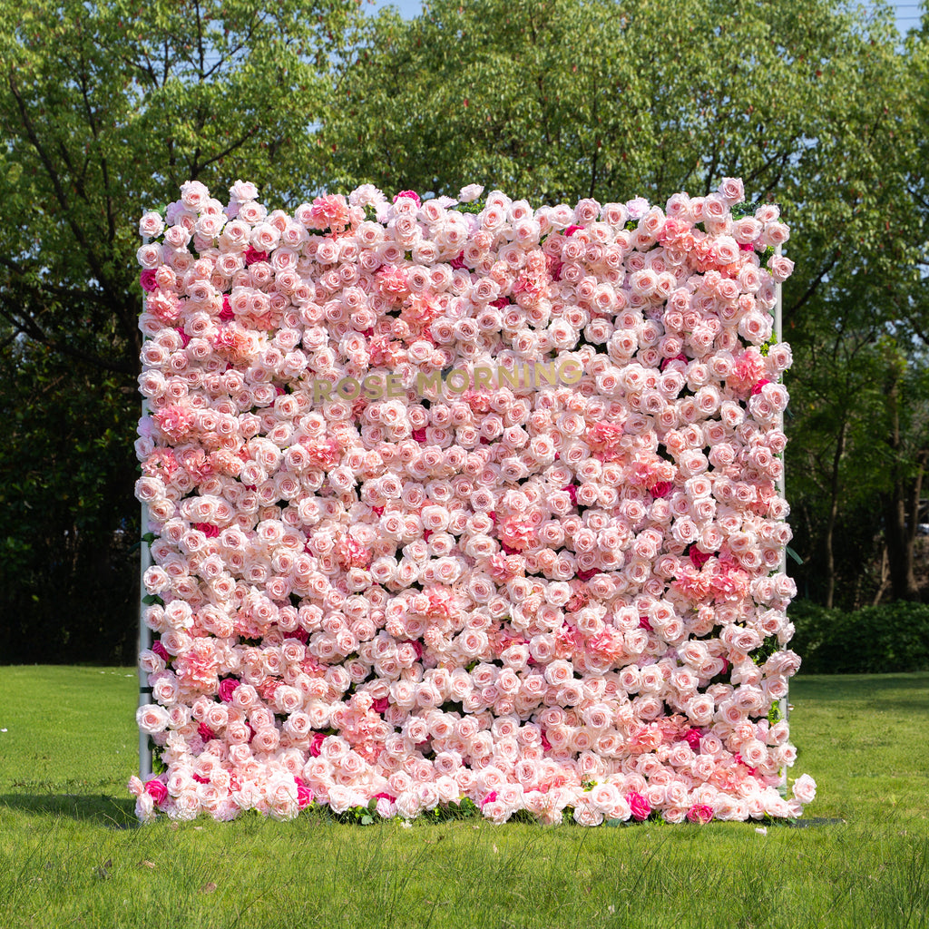 Pastello：4D Fabric Artificial zip up curtain flower wall 8ft*8ft