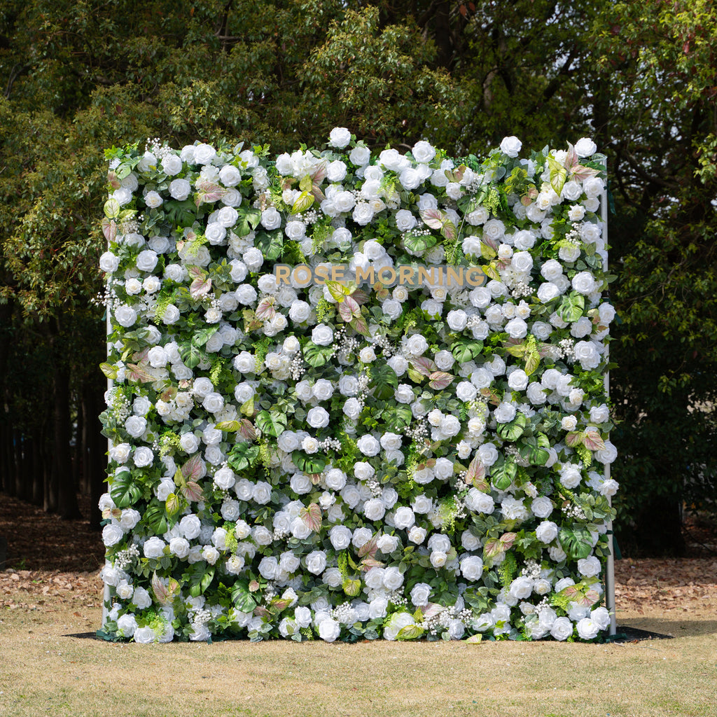 Perla：5D Fabric Artificial rolling up curtain flower wall