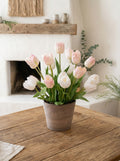 21.6" Artificial Blush Mixed Tulips - Potted Floral for Modern Home & Garden Decor
