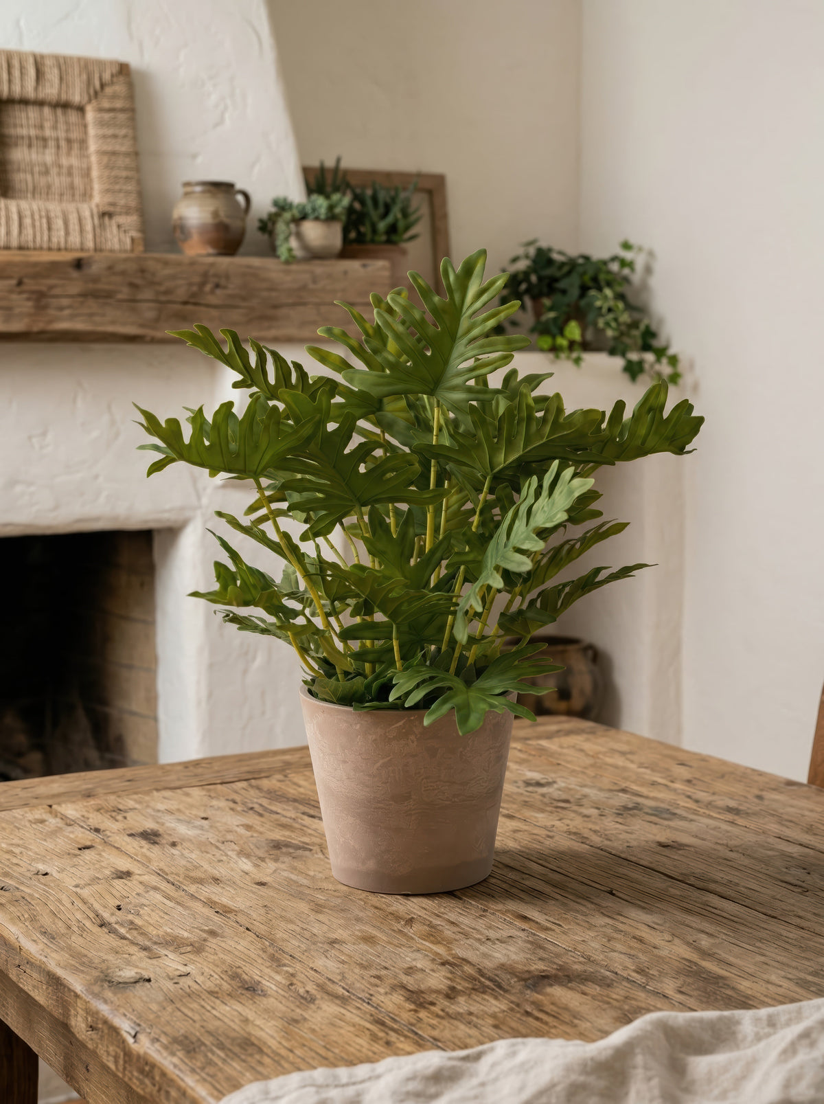 Highly Realistic 21.6" Faux Plant in Pot - Large Artificial Tropical Split Leaf Potted Plant for Home & Office Decor