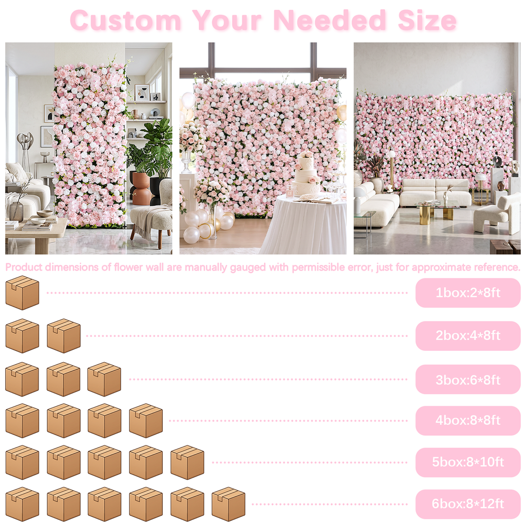 Blush: 3D Blush Rose Silk Flower Wall Curtain for Wedding Ceremony & Events Decor (In US Stock 5-7 Days)