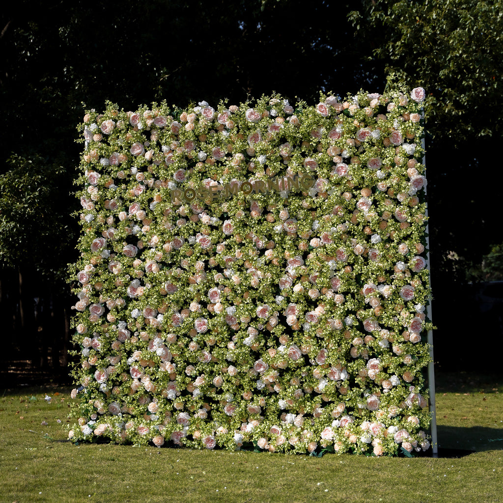 Scarlett：5D Fabric Artificial rolling up curtain flower wall