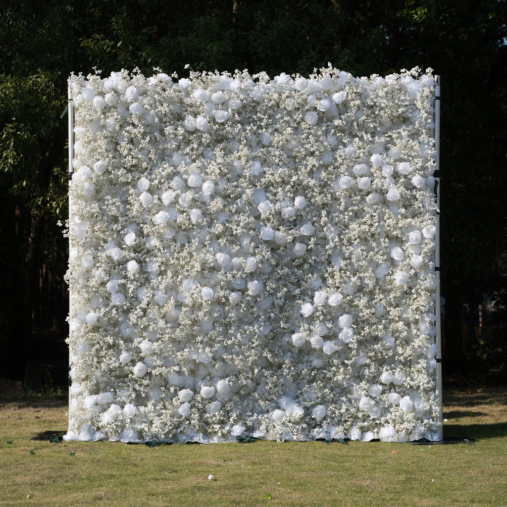 Shimmer Baby Breath wall：3D Fabric Artificial rolling up curtain flower wall(In US Stock 5-7 Days Delivered)