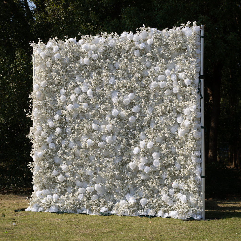 Shimmer Baby Breath wall：3D Fabric Artificial rolling up curtain flower wall(In US Stock 5-7 Days Delivered)