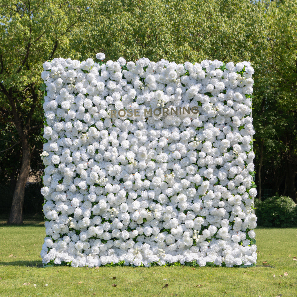 Shy 3D White Flower Wall - Minimalist Wedding Backdrop 8ft×8ft