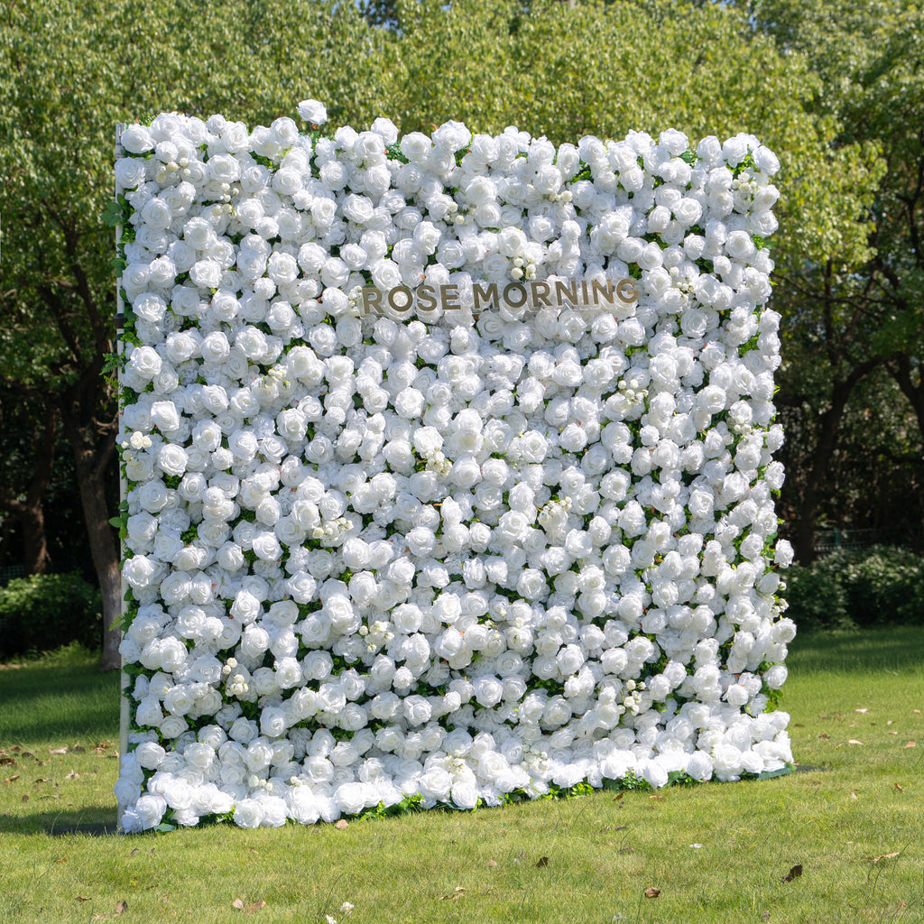 Shy 3D White Flower Wall - Minimalist Wedding Backdrop 8ft×8ft