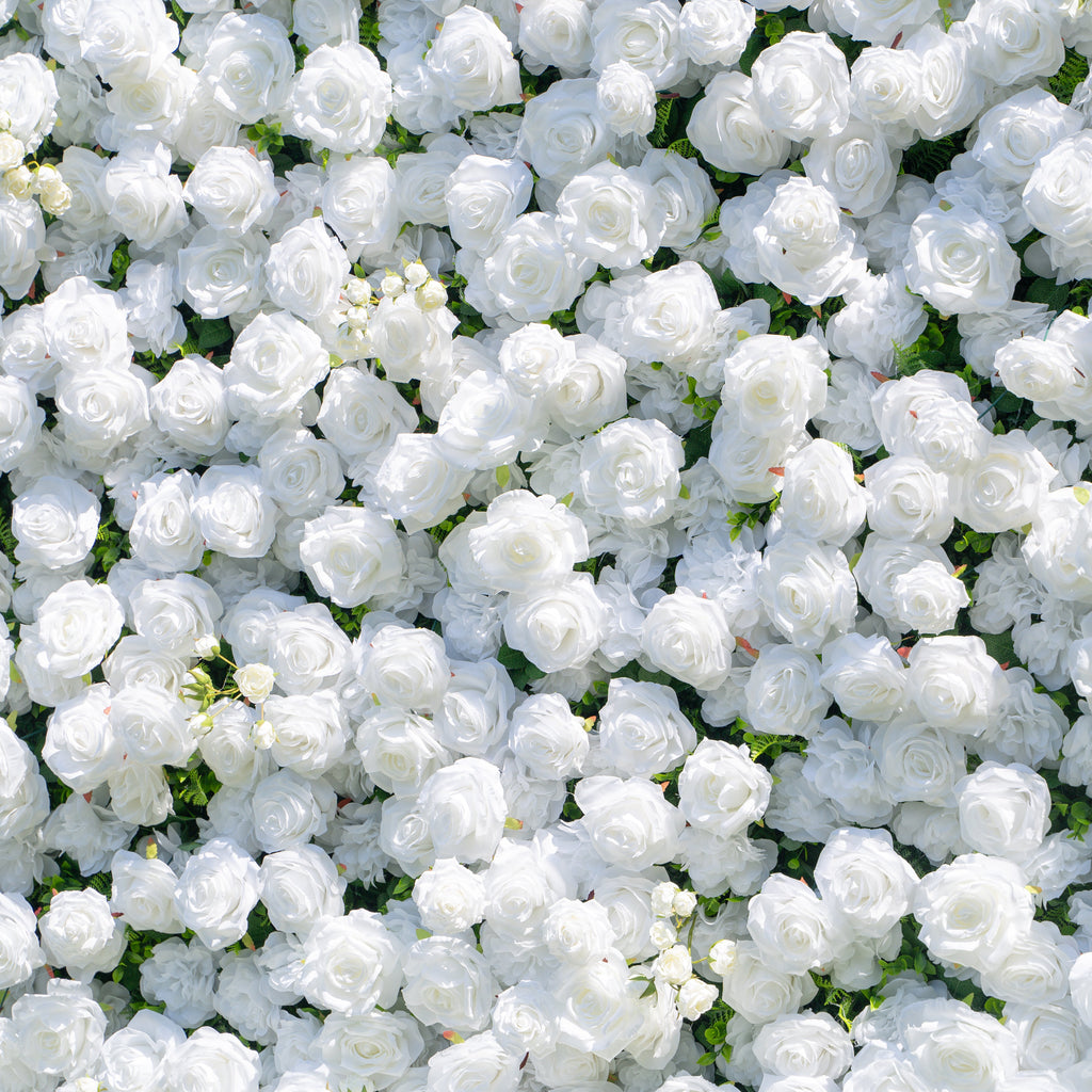 Shy 3D White Flower Wall - Minimalist Wedding Backdrop 8ft×8ft
