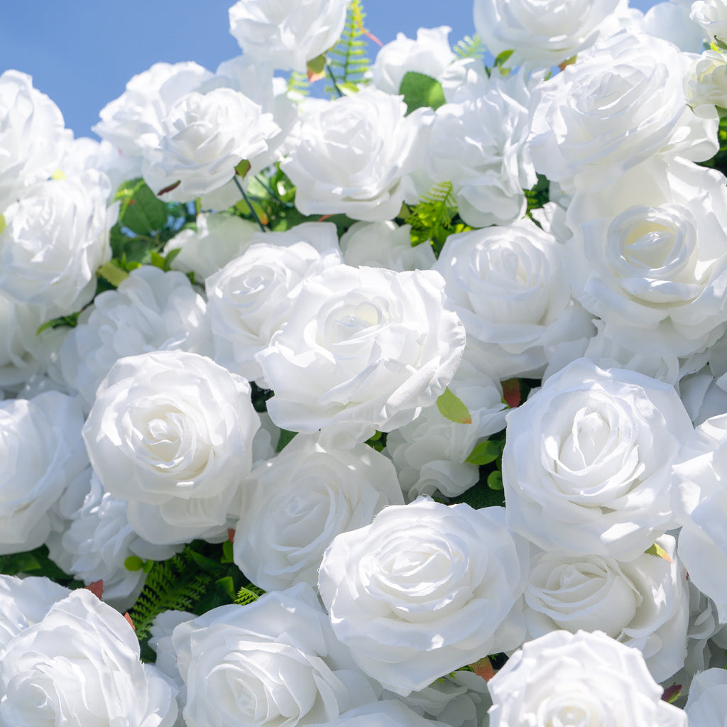 Shy 3D White Flower Wall - Minimalist Wedding Backdrop 8ft×8ft