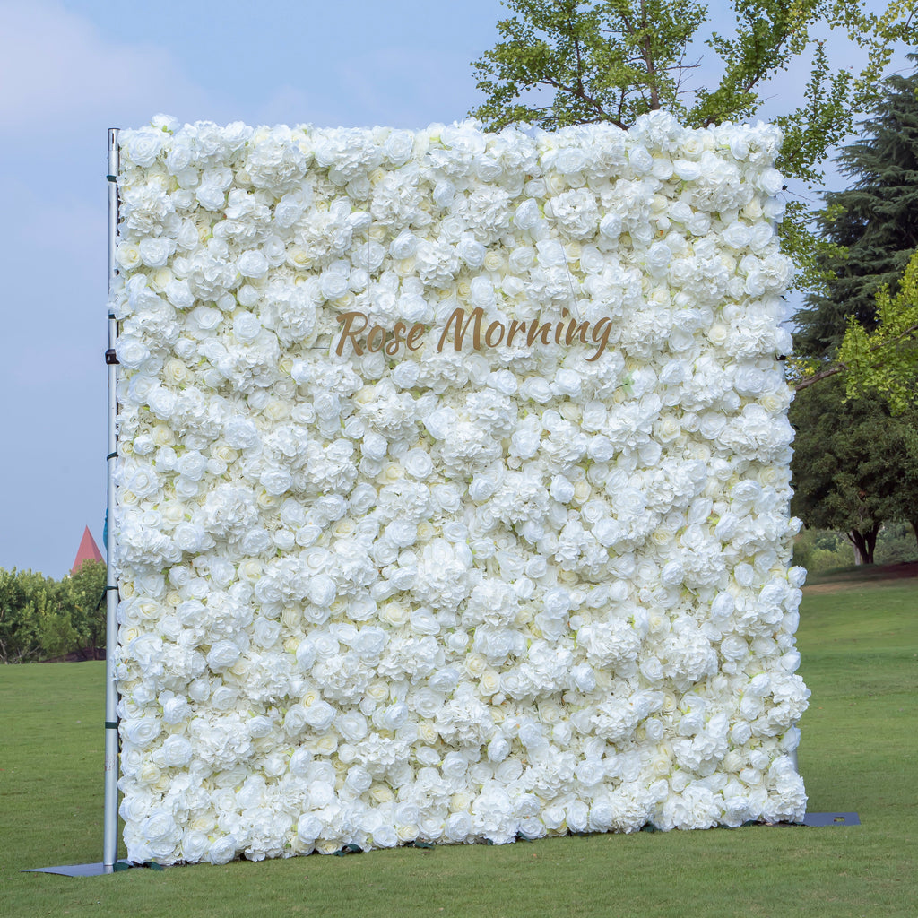 Snow：3D Fabric Artificial rolling up curtain flower wall