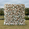 Sorcha: 5D Luxury Latte & Cream Silk Rose Flower Wall Roll-Up Fabric Backdrop for Grand Manor Weddings & Events