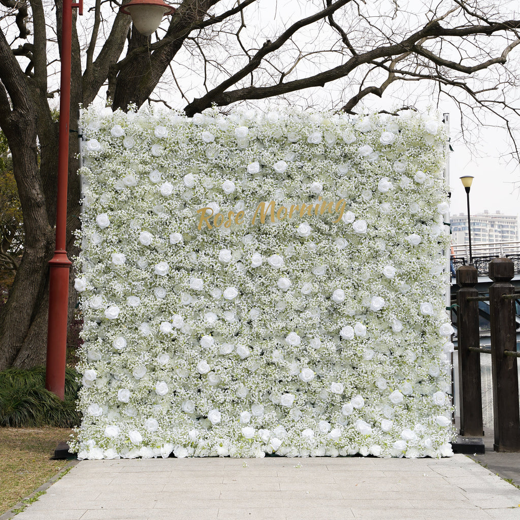 Ivory：5D 2023 Fabric Artificial rolling up curtain flower wall