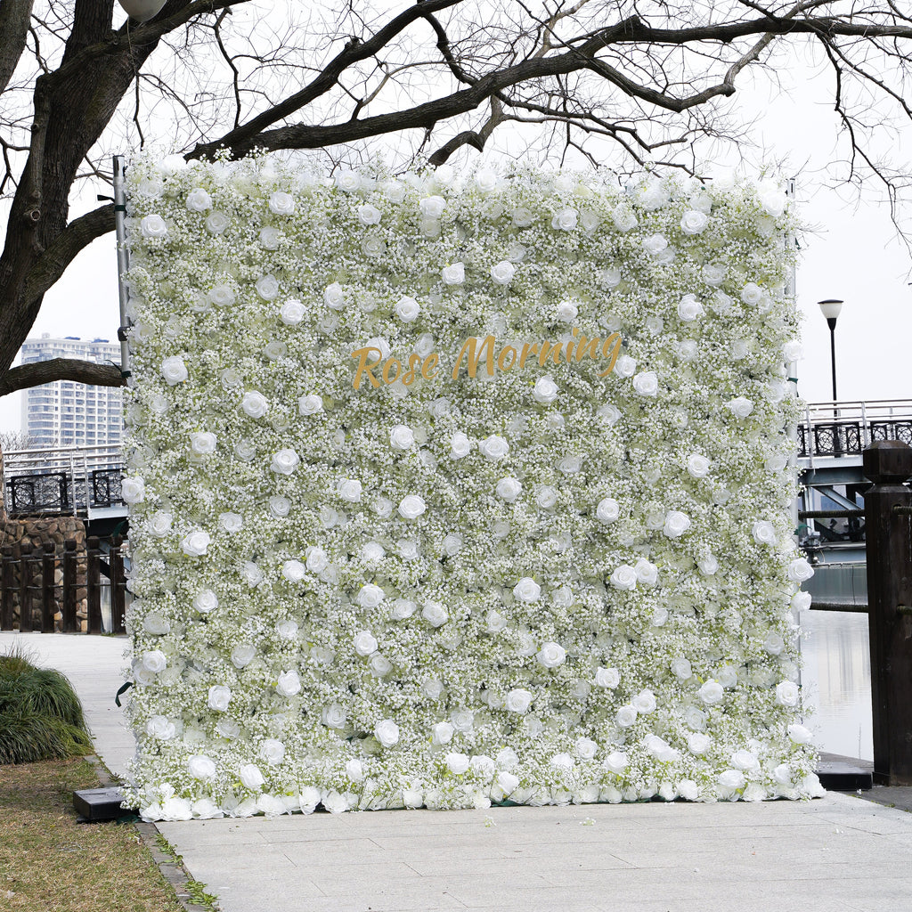 Ivory：5D 2023 Fabric Artificial rolling up curtain flower wall