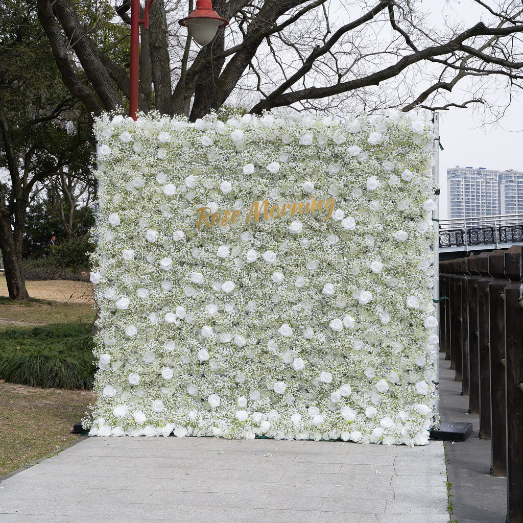 Ivory：5D 2023 Fabric Artificial rolling up curtain flower wall