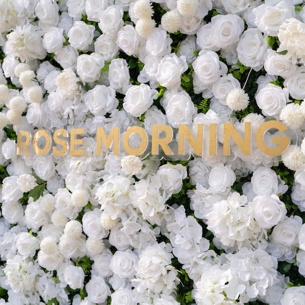 Thalia: 3D Pure White Luxury Silk Floral Wall Roll-Up Fabric Backdrop for Elegant Wedding Ceremonies & Minimalist Events