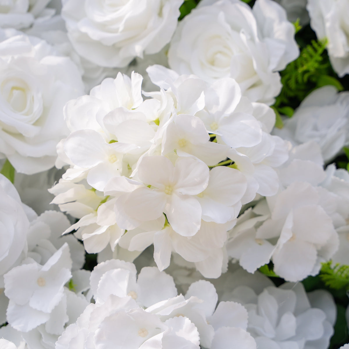 Thalia: 3D Pure White Luxury Silk Floral Wall Roll-Up Fabric Backdrop for Elegant Wedding Ceremonies & Minimalist Events