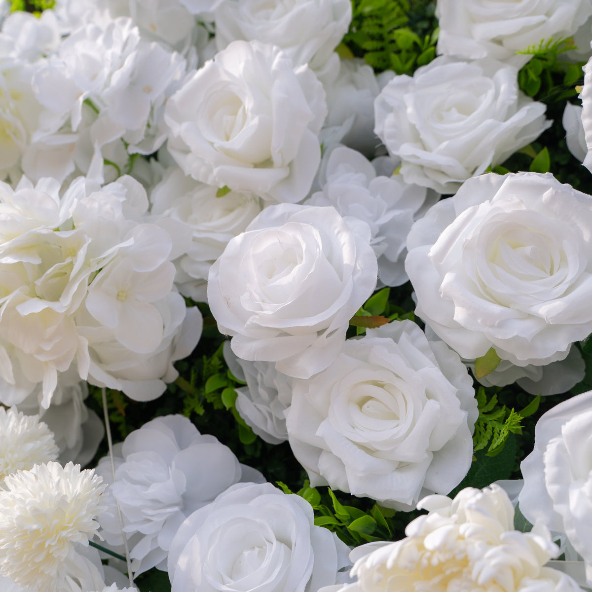 Thalia: 3D Pure White Luxury Silk Floral Wall Roll-Up Fabric Backdrop for Elegant Wedding Ceremonies & Minimalist Events