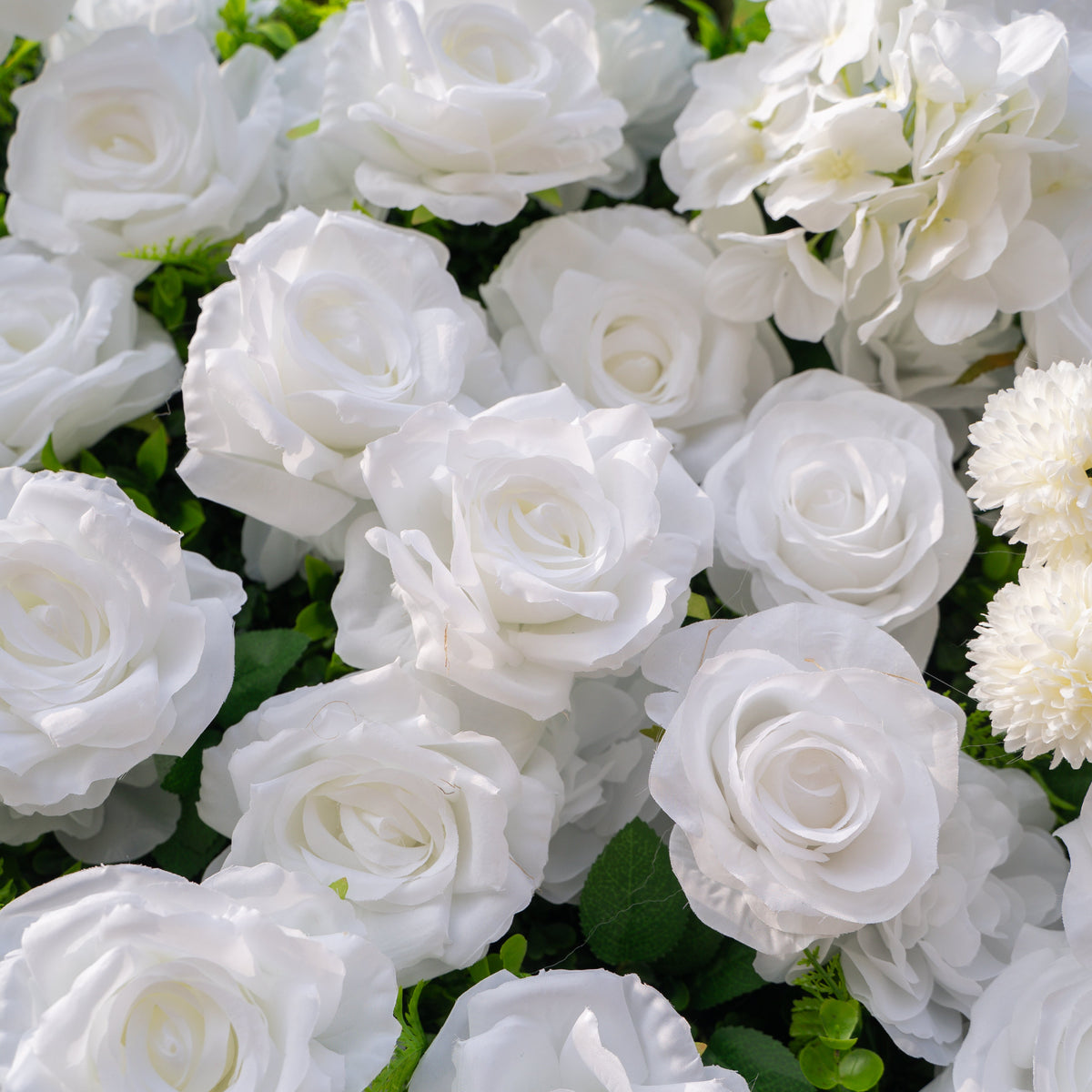 Thalia: 3D Pure White Luxury Silk Floral Wall Roll-Up Fabric Backdrop for Elegant Wedding Ceremonies & Minimalist Events