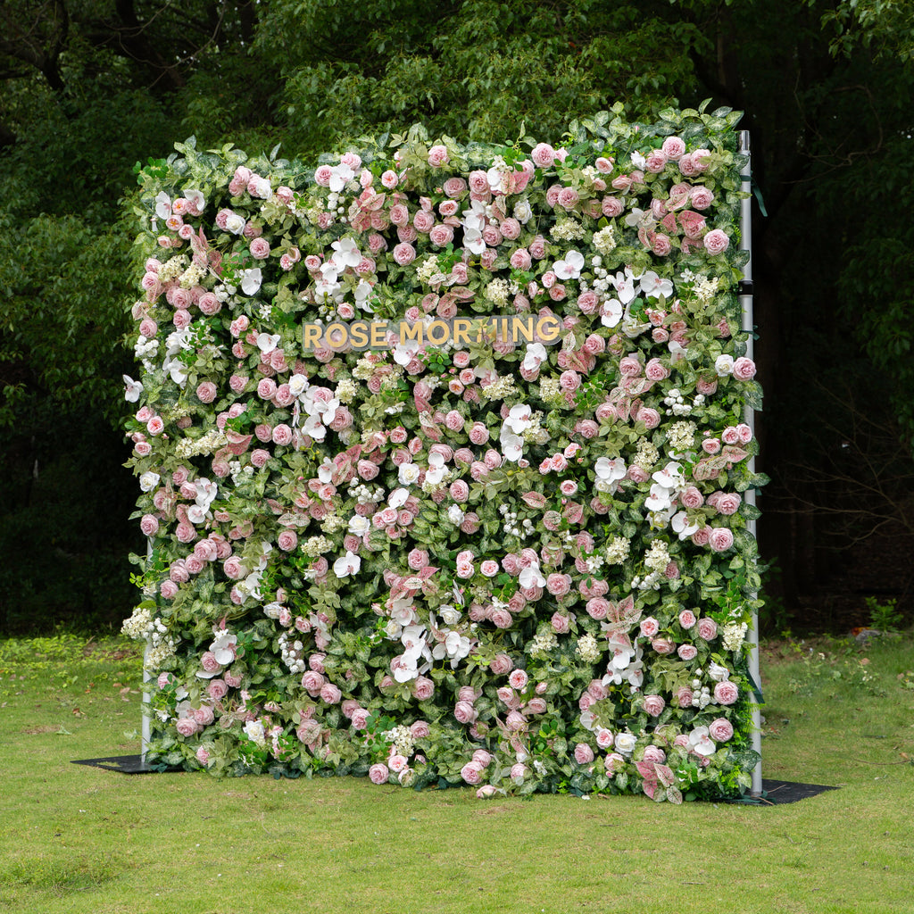 Tori：5D Fabric Artificial rolling up curtain flower wall
