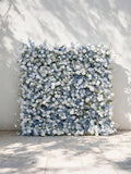 Cerulean：2026 Luxury 5D White & Blue Floral Wall with Greenery Roll-Up Backdrop for Whimsical Bridal Showers
