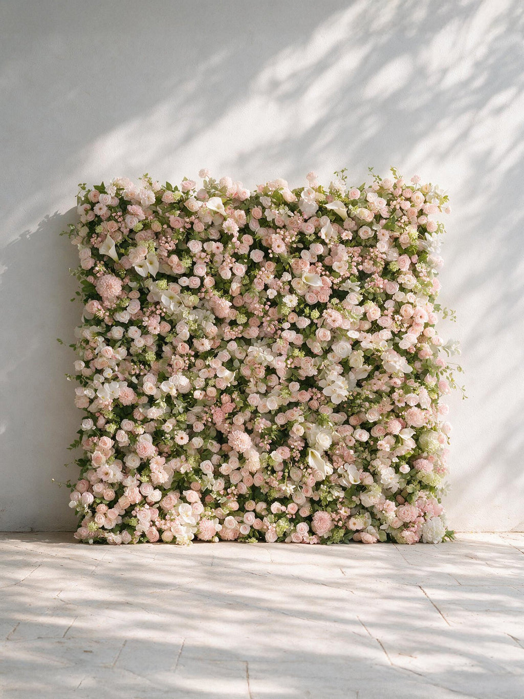 Cashmere：2026 Luxury 5D White & Pink Floral Wall with Greenery Roll-Up Backdrop for Rustic Garden Weddings