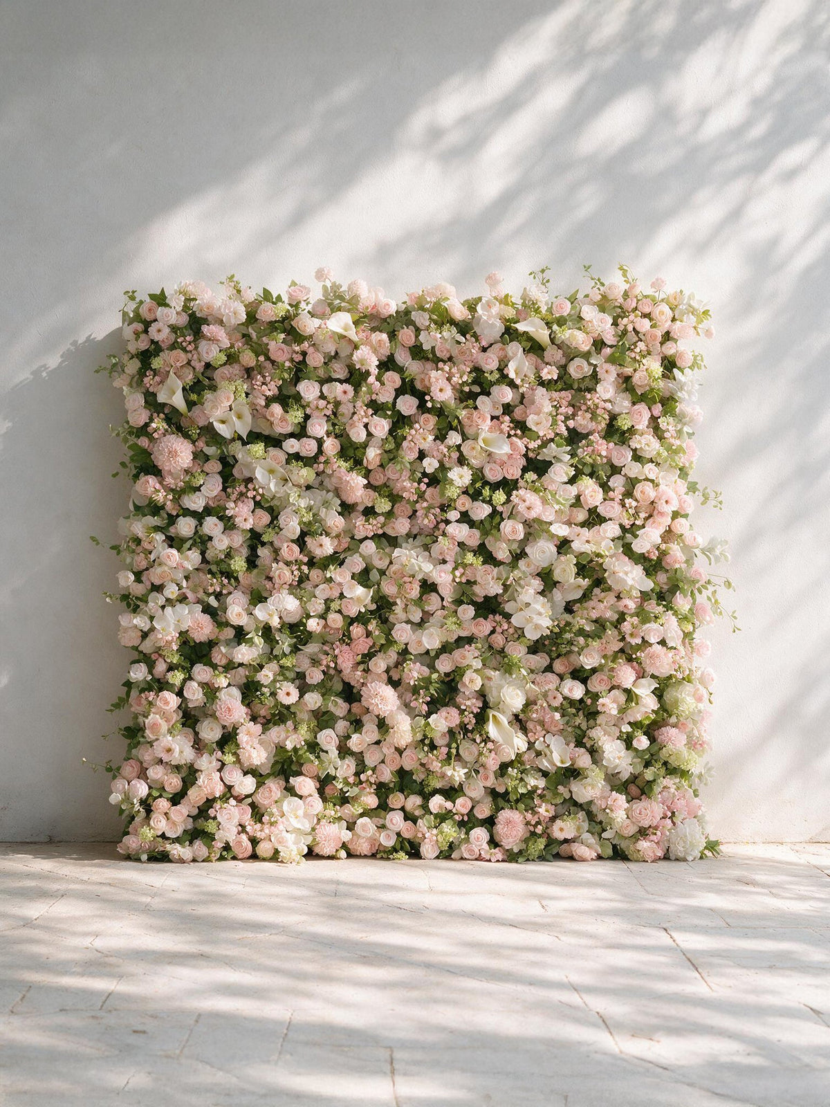 Cashmere：2026 Luxury 5D White & Pink Floral Wall with Greenery Roll-Up Backdrop for Rustic Garden Weddings
